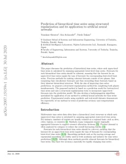 Prediction of hierarchical time series using structured regularization
  and its application to artificial neural networks