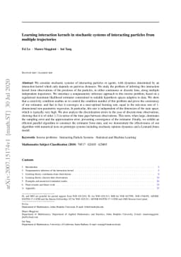 Learning interaction kernels in stochastic systems of interacting
  particles from multiple trajectories