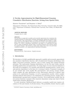 A Vecchia Approximation for High-Dimensional Gaussian Cumulative
  Distribution Functions Arising from Spatial Data