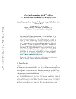 Weakly-Supervised Cell Tracking via Backward-and-Forward Propagation