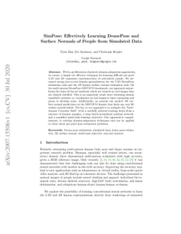 SimPose: Effectively Learning DensePose and Surface Normals of People
  from Simulated Data