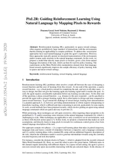 PixL2R: Guiding Reinforcement Learning Using Natural Language by Mapping
  Pixels to Rewards