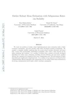 Outlier Robust Mean Estimation with Subgaussian Rates via Stability
