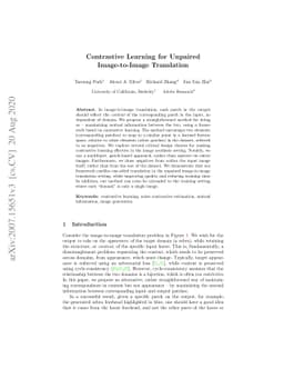 Contrastive Learning for Unpaired Image-to-Image Translation