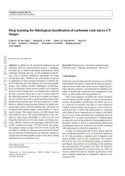 Deep learning for lithological classification of carbonate rock micro-CT
  images