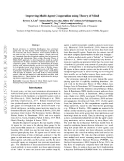 Improving Multi-Agent Cooperation using Theory of Mind