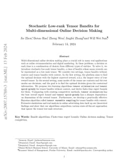 Stochastic Low-rank Tensor Bandits for Multi-dimensional Online Decision
  Making
