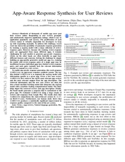 App-Aware Response Synthesis for User Reviews