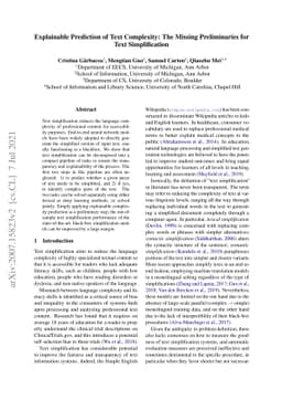 Explainable Prediction of Text Complexity: The Missing Preliminaries for
  Text Simplification