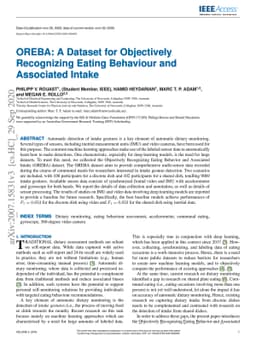 OREBA: A Dataset for Objectively Recognizing Eating Behaviour and
  Associated Intake