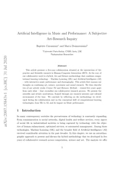 Artificial Intelligence in Music and Performance: A Subjective
  Art-Research Inquiry