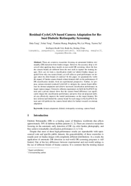Residual-CycleGAN based Camera Adaptation for Robust Diabetic
  Retinopathy Screening