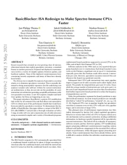 BasicBlocker: ISA Redesign to Make Spectre-Immune CPUs Faster