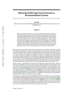 Hierarchical BiGraph Neural Network as Recommendation Systems