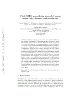 Whole MILC: generalizing learned dynamics across tasks, datasets, and
  populations