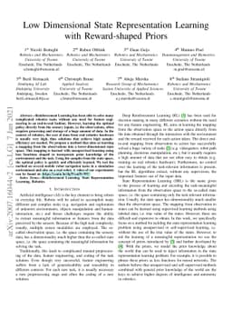 Low Dimensional State Representation Learning with Reward-shaped Priors