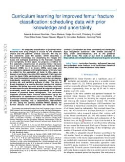 Curriculum learning for improved femur fracture classification:
  scheduling data with prior knowledge and uncertainty