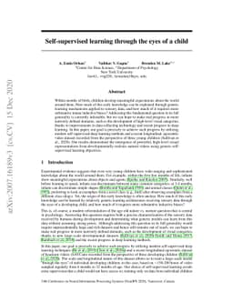 Self-supervised learning through the eyes of a child