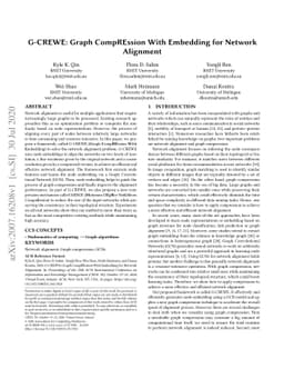 G-CREWE: Graph CompREssion With Embedding for Network Alignment