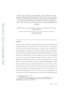 Sentiment Analysis based Multi-person Multi-criteria Decision Making
  Methodology using Natural Language Processing and Deep Learning for Smarter
  Decision Aid. Case study of restaurant choice using TripAdvisor reviews