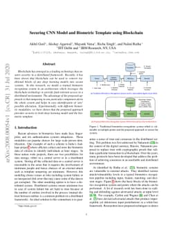 Securing CNN Model and Biometric Template using Blockchain