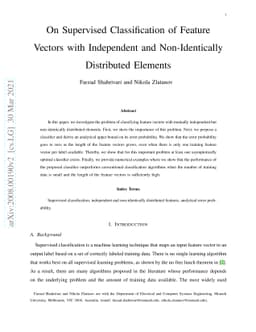 On Supervised Classification of Feature Vectors with Independent and
  Non-Identically Distributed Elements