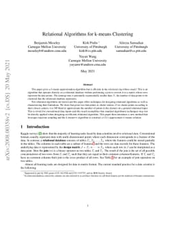 Relational Algorithms for k-means Clustering