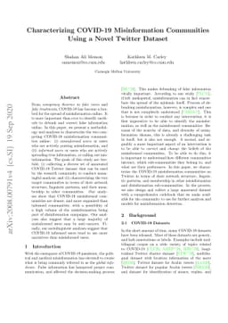 Characterizing COVID-19 Misinformation Communities Using a Novel Twitter
  Dataset