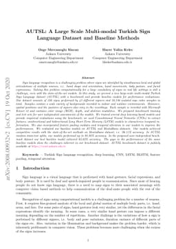 AUTSL: A Large Scale Multi-modal Turkish Sign Language Dataset and
  Baseline Methods