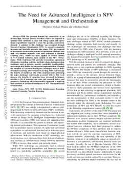 The Need for Advanced Intelligence in NFV Management and Orchestration