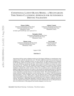 Conditional Latent Block Model: a Multivariate Time Series Clustering
  Approach for Autonomous Driving Validation