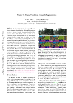 Frame-To-Frame Consistent Semantic Segmentation