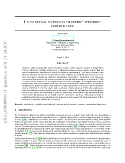 Using neural networks to predict icephobic performance