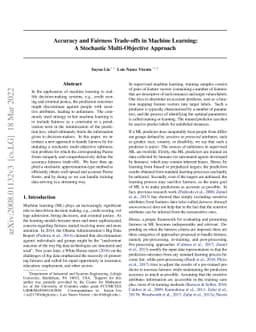Accuracy and Fairness Trade-offs in Machine Learning: A Stochastic
  Multi-Objective Approach