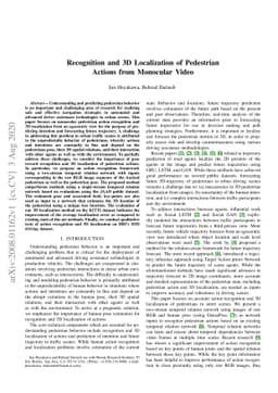 Recognition and 3D Localization of Pedestrian Actions from Monocular
  Video