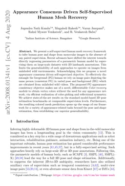 Appearance Consensus Driven Self-Supervised Human Mesh Recovery