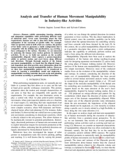 Analysis and Transfer of Human Movement Manipulability in Industry-like
  Activities