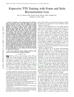 Expressive TTS Training with Frame and Style Reconstruction Loss