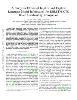 A Study on Effects of Implicit and Explicit Language Model Information
  for DBLSTM-CTC Based Handwriting Recognition