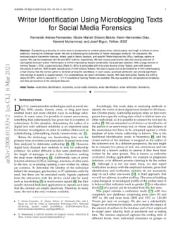 Writer Identification Using Microblogging Texts for Social Media
  Forensics