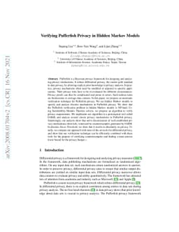 Verifying Pufferfish Privacy in Hidden Markov Models