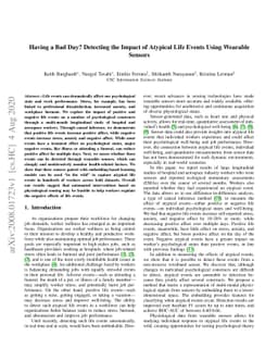 Having a Bad Day? Detecting the Impact of Atypical Life Events Using
  Wearable Sensors