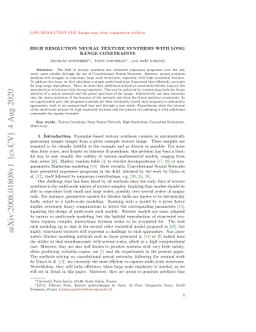 High resolution neural texture synthesis with long range constraints