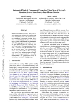 Automated Topical Component Extraction Using Neural Network Attention
  Scores from Source-based Essay Scoring