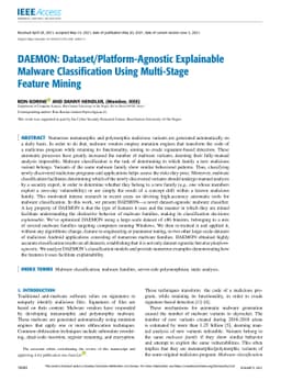 DAEMON: Dataset-Agnostic Explainable Malware Classification Using
  Multi-Stage Feature Mining