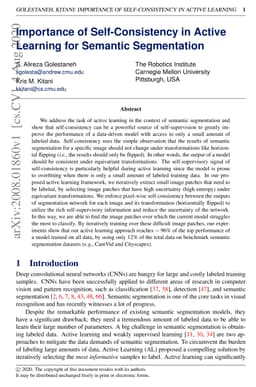 Importance of Self-Consistency in Active Learning for Semantic
  Segmentation
