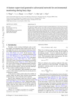 A feature-supervised generative adversarial network for environmental
  monitoring during hazy days