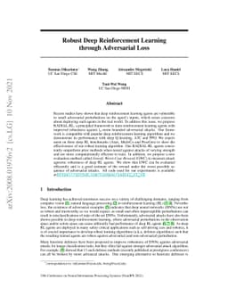 Robust Deep Reinforcement Learning through Adversarial Loss