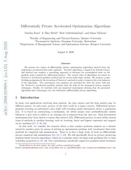 Differentially Private Accelerated Optimization Algorithms
