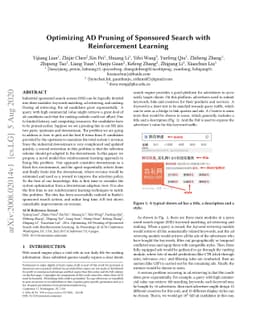 Optimizing AD Pruning of Sponsored Search with Reinforcement Learning